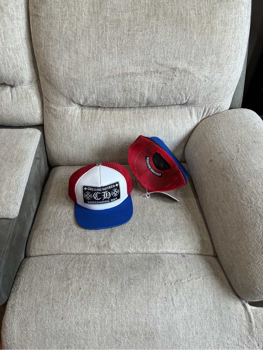 Chrome Hearts Red White Blue Mesh Trucker Cap